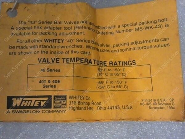 SS-42F2-A | BALL VALVE, 2500 PSI, 100F, 172 BAR, 38C, 125IN, 3.2MM - Image 2