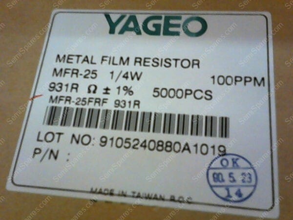 931XTR-ND | METAL FILM RESISTOR MFR-25 1/4W 100PPM 5K49 1% (5000PCS - Image 2
