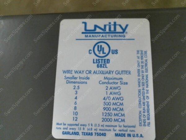 68ZL | UNITY MANUFACTURING PN/68ZL WIRE WAY OR AUXILIARY GUTTER - Image 2