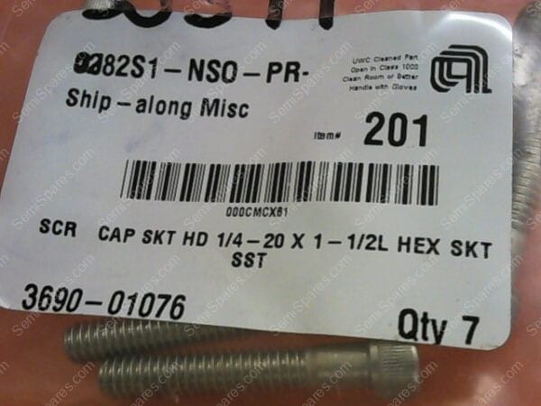 3690-01076 | SCR CAP SKT HD 1/4 20X1-1/2 HEX,P/N 3690-01076