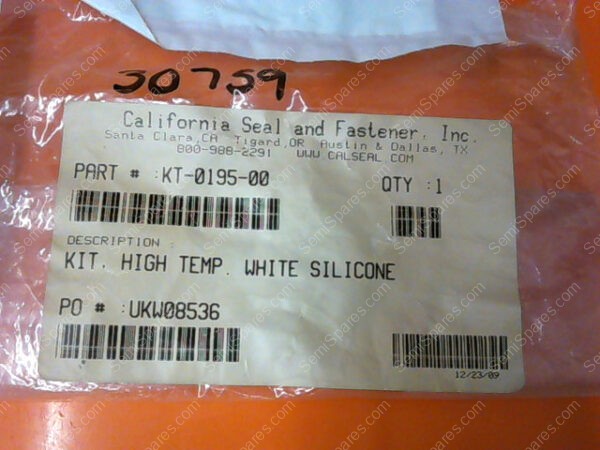 KT-0195-00 | CALIFORNIA SEAL AND FASTENER, INC. KIT, HIGH TEMP. WHITE SILICONE KT-0195-00 KIT WITH 9 PARTS - Image 4