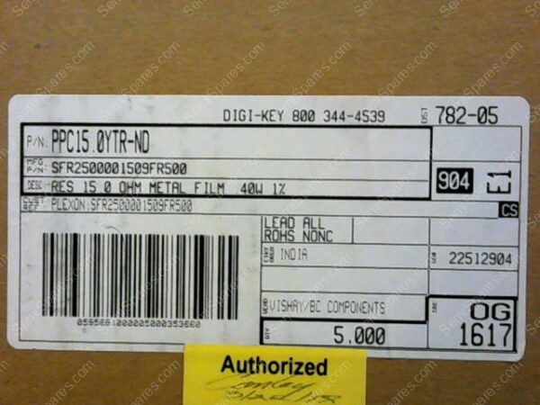PPC15.0YTR-ND | RES 15.0 OHM METAL FILM .40W 1% (5000PCS)