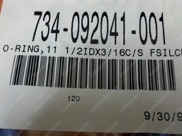 734-092041-001 | O-RING,11 1/2IDX3/16C/S FSILCN