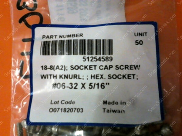51254589 | SOCKET HEAD CAP SCREW WITH KHURT; HEX. SOCKET; #06-32 X 5/16 PN/51254589 (PACK OF 50) - Image 2