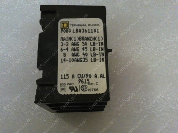 9080LBA361101 | POWER DISTRIBUTION BLOCK, LINERGY, 3 POLE, 1 LINE, 4 LOAD, 115A CU, 90A AL, 600V - Image 2