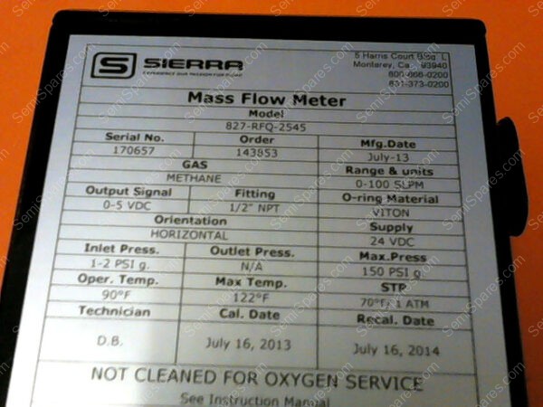 827-RFQ-2545 | SIERRA INSTRUMENTS MASS FLOW MODEL 827-RFQ-2545 - Image 2