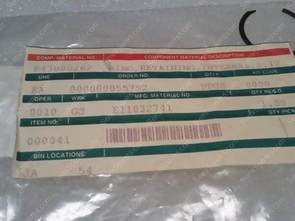 RR-0830-00 | O RING RETAINING PN E43000262