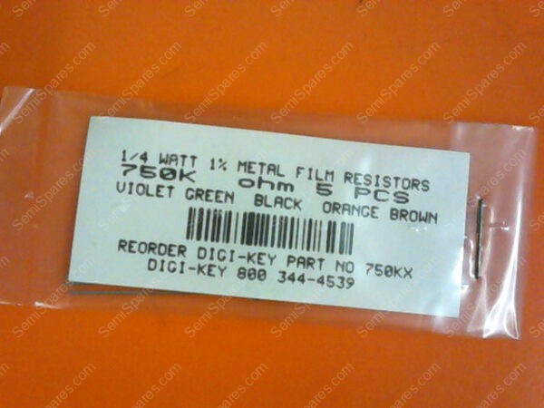 750KX | 1/4 WATTS 1% METAL FILM RESISTORS 750KX OHM (PACKAGE OF 5) - Image 3