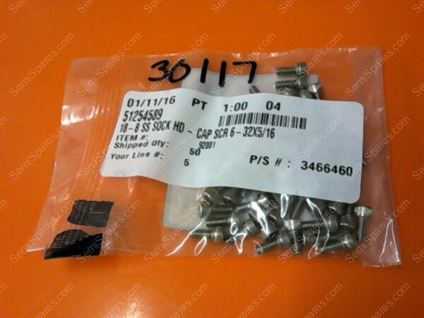 51254589 | SOCKET HEAD CAP SCREW WITH KHURT; HEX. SOCKET; #06-32 X 5/16 PN/51254589 (PACK OF 50) - Image 3
