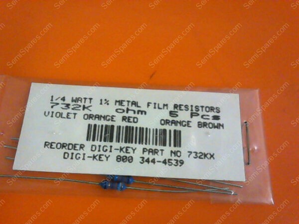 732KX | 1/4 WATTS 1% METAL FILM RESISTORS 732KX OHM (PACKAGE OF 5) - Image 3