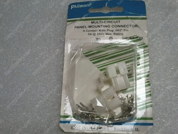 61-129 | MULTI-CIRCUIT PANEL-MOUNTING CONNECTOR, 9 CONTACT MALE PLUG .062" PIN 5A @ 250V MAX RATING