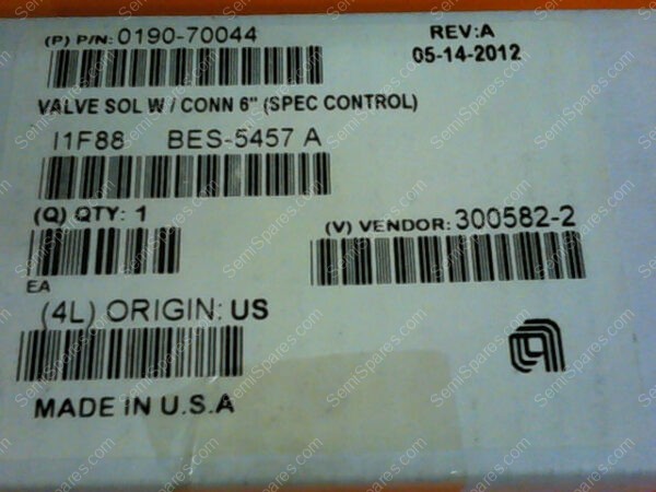 0190-70044 | VALUE SOL W/CONN 6" (SPEC CONTROL) 0190-70044 - Image 2