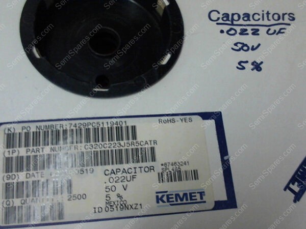 C320C223J5R5CATR | CAPACITORS, .022UF, 50V, 5%, (443 PCS)