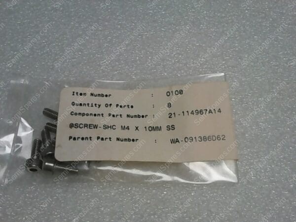 21-114967A14 | SCREW-SHC M4 X 10MM SS, PARENT PART NUMBER: WA-091386D62 - Image 2