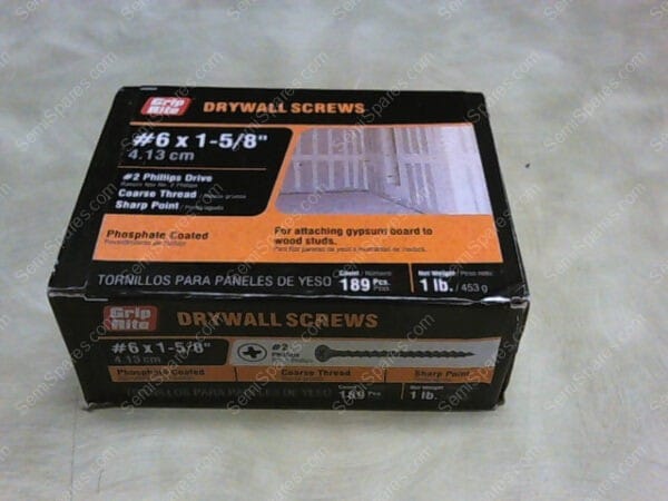 158CDWS1 | GRIP RITE 6X1 - 5/8, 4.13 CM DRYWALL SCREWS, COARSE THREAD, SHARP POINT, PHOSPHATE COATED - Image 2