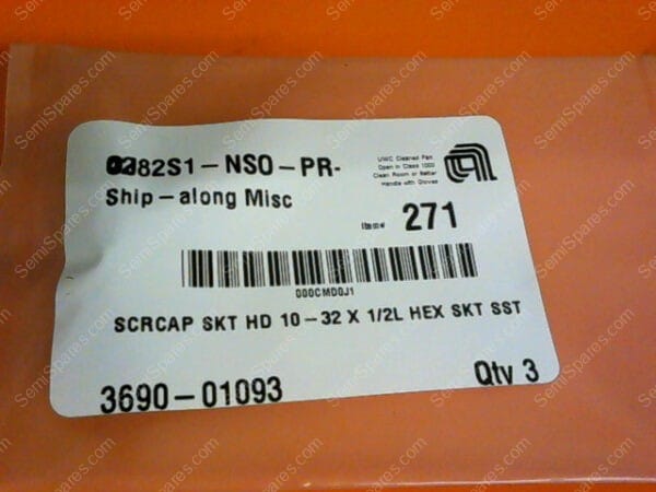 3690-01093 | SCRCAP SKT HD 10-32 X 1/2L HEX SKT SST 3690-01093 (PKG OF 3) - Image 2