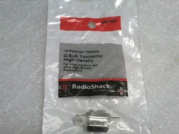 276-1502 | 15 POSITION FEMALE D-SUB CONNECTOR HIGH-DENSITY, RATED 5A AT 500VAC FOR ONE MINUTE