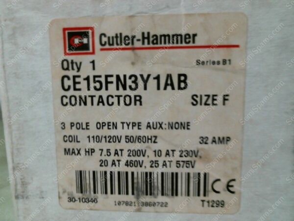 CE15FN3YN1 | CUTLER-HUMMER CE15FN3YN1 CONTACTOR 3 POLE 11/120V 50/60HZ - Image 3
