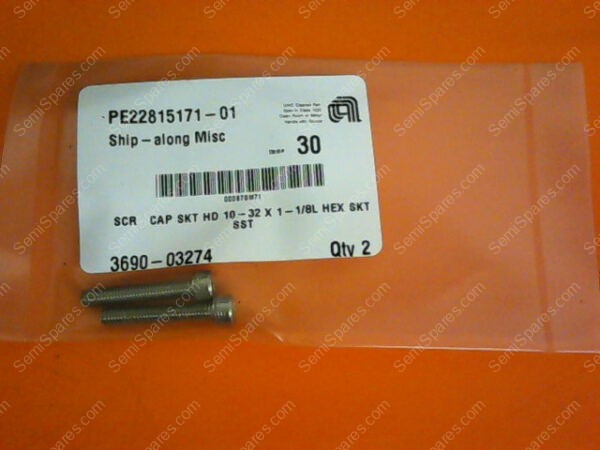 3690-03274 | SCR CAP SKT HD 10-32 X 1-1/8L HEX SKT SST P/N 3690-03274 (PKG OF 2) - Image 2