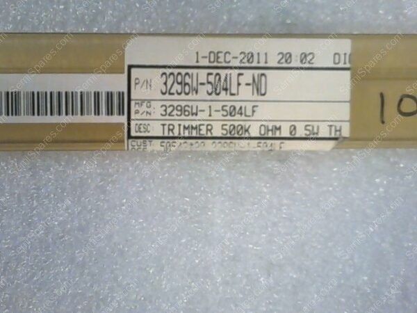3296W-1-504LF | TRIMMER 500K OHM 0.5W PC PIN TOP