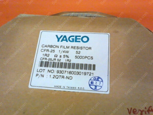 1.2QTR-ND | CARBON FILM RESISTOR CFR-25 1/4W 52 1R2 5% (5000PCS - Image 2