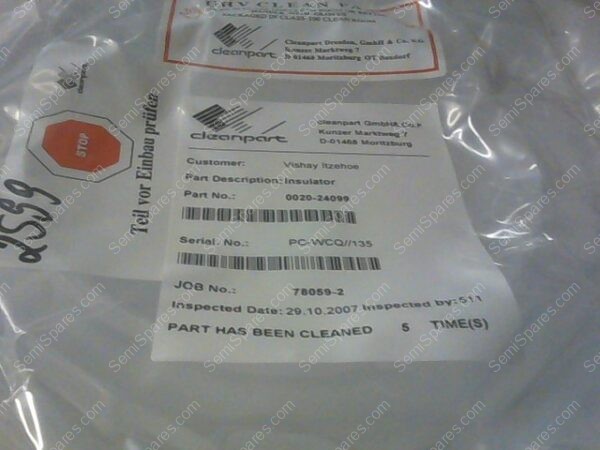 0020-24099 | INSULATOR, QUARTZ 6", P/N 0020-24099