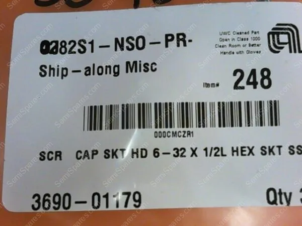 3690-01179 | SCR CAP HD 6-32/1/2 L HEX SKT SST
