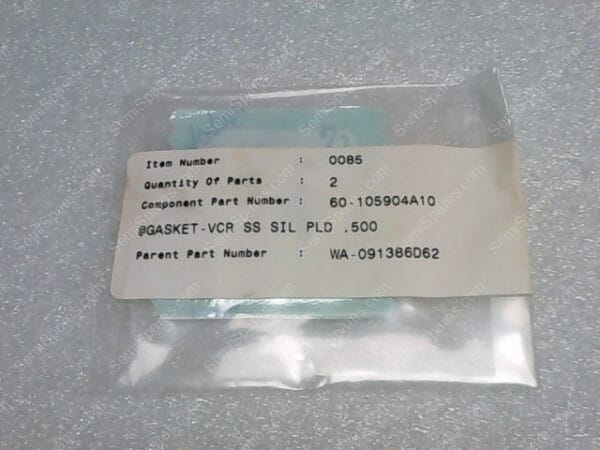 60-105904A10 | GASKET-VCR SS SIL PLD .500, PARENT PART NUMBER: WA-091386D62