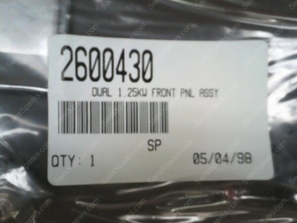 2600430 | DUAL 1.25KW FRONT PNL ASSY