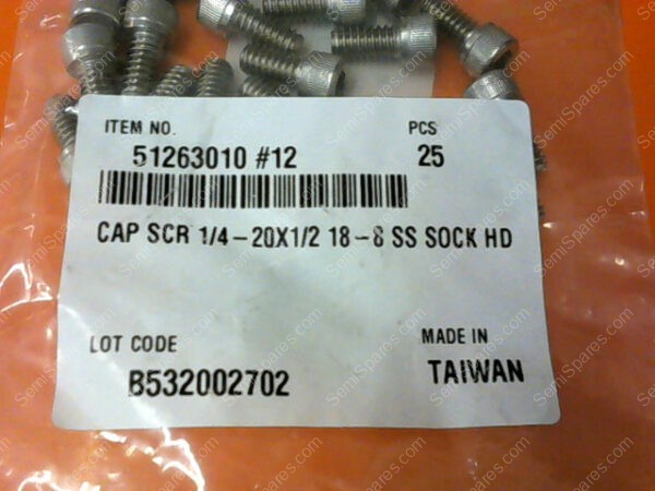 51263010 | CAP SCR 1/4-20X1/2 18-8 SS SOCK HD PN/51263010 (PACK OF 25) - Image 4