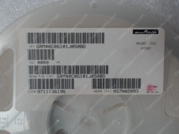 GRM40C0G101J050BD | CAPACITORS, CERAMIC MULTILAYER CERAMIC 50V-5%+TOLERANCE-5%-C0G-30PPM/CEL TC-0.0001UF-SMD-0805 - Image 4