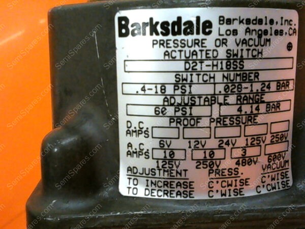 D2T-H18SS | BARKSDALE PRESSURE OR VACUUM ACTUATED SWITCH D2T-H18SS - Image 7