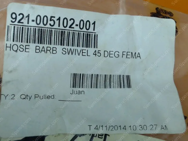921-005102-001 | HOSE  BARB  SWIVEL 45 DEG FEMA - Image 6