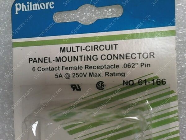 61-166 | MULTI-CIRCUIT PANEL-MOUNTING CONNECTOR, 6 CONTACT FEMALE RECEPTACLE .062" PIN 5A @ 250V MAX. RATING - Image 2