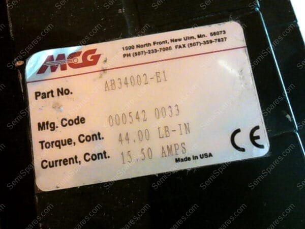 RA115-015-040 | BAYSIDE RATIO 15 1 Gearhead RA115-015 MTG MB115-059 S/N 00582   AB34002-E1  MCG Servo Motor AB34002-E1 - Image 7