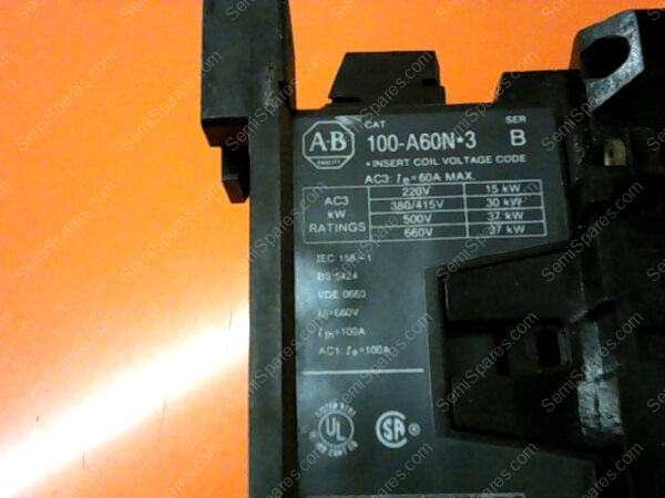 100-A60N*3 | ALLEN BRADLEY CONTACTOR 100-A60N*3, SERIES B, NEMA /EEMAC A600,P300 - Image 4