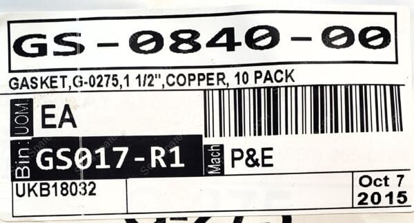 GS-0840-00 | GASKET, G-0275, 1 1/2", COPPER, P/N G-0275 - Image 5