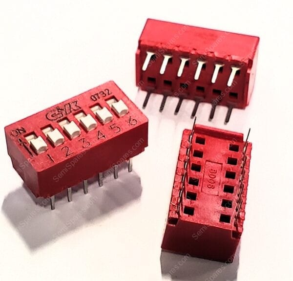 BD06 | DIP SWITCH SPST 6 POSITION THROUGH HOLE SLIDE (STANDARD) ACTUATOR 100MA 5VDC RAISED PC PIN - Image 3