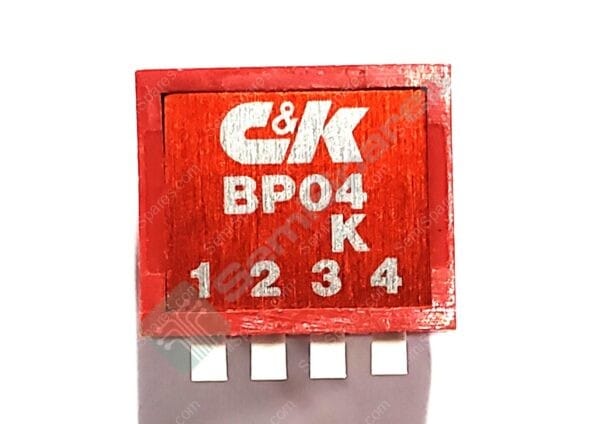 BP04KE | DIP SWITCH SPST 4 POSITION THROUGH HOLE RIGHT ANGLE SLIDE (STANDARD) ACTUATOR 100MA 5VDC RAISED PC PIN