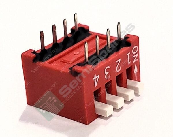 BP04KE | DIP SWITCH SPST 4 POSITION THROUGH HOLE RIGHT ANGLE SLIDE (STANDARD) ACTUATOR 100MA 5VDC RAISED PC PIN - Image 3