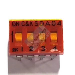 SDA04H0K | DIP SWITCH SPST 4 POSITION THROUGH HOLE SLIDE (STANDARD) ACTUATOR 25MA 24VDC FLUSHED RECESSED THROUGH HOLE PC PIN