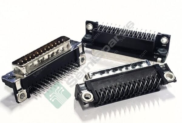 5747238-4 | 25 POSITION D-SUB PLUG MALE PINS CONNECTOR THROUGH HOLE RIGHT ANGLE HOUSING SHELL SOLDER 125V GROUNDING STRAP - Image 3