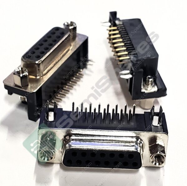 152-3415 | 15 POSITION D-SUB STANDARD CONNECTOR FEMALE SOCKET SOLDER PIN RIGHT ANGLE THROUGH HOLE RECEPTACLE GOLD - Image 3