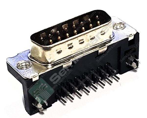 D15P33E4GX00LF | 15 POSITION D-SUB PLUG MALE PINS CONNECTOR THROUGH HOLE RIGHT ANGLE HOUSING SHELL 4-40 SOLDER 5A PER CONTACT BOARD LOCK GROUNDING INDENTS MOUNTING BRACKETS 300V - Image 2