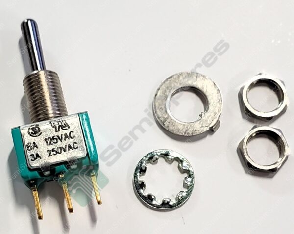 A121S1YCQ | TOGGLE SWITCH SPDT PANEL MOUNT 125V AC 28V DC STANDARD ROUND NON ILLUMINATED PC PIN 1/4-40 - Image 2