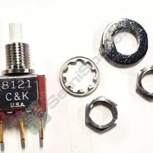 8121SHCGE | PUSH BUTTON SWITCH SPDT STANDARD PANEL MOUNT REAR STANDARD 120V AC 28V DC ROUND PLUNGER PC PIN TACTILE FEEDBACK