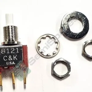 8121SHCGE | PUSH BUTTON SWITCH SPDT STANDARD PANEL MOUNT REAR STANDARD 120V AC 28V DC ROUND PLUNGER PC PIN TACTILE FEEDBACK