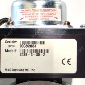 Close-up of a hardware label on a device: 'Factory Sealed Adjustment' with notes about removing motor mounting screws voiding warranty; screws and barcode beneath.