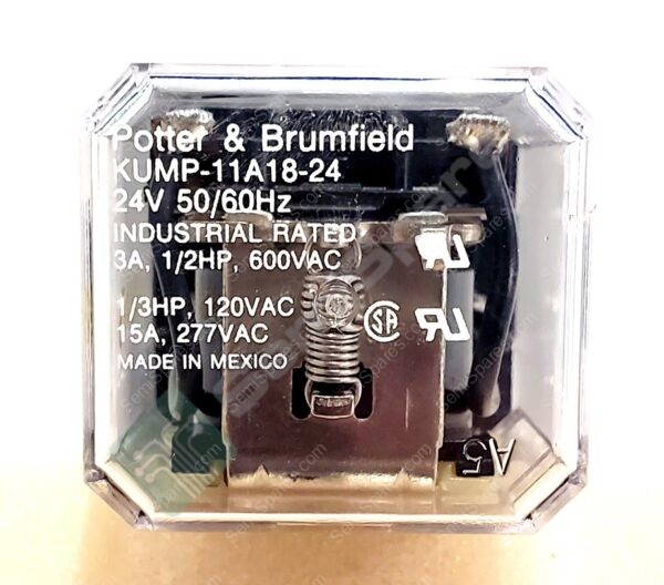KUMP-11A18-24 | GENERAL PURPOSE RELAY DPDT 2 FORM C 24VAC COIL SOCKETABLE 15A NON LATCHING PLUG IN QUICK CONNECT