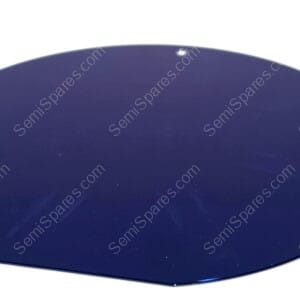 Glossy dark blue circular plate with three small holes near the edge